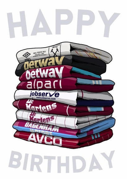 Classic Birthday Card - West Ham - Football Shirts created by Pedges Houseboat