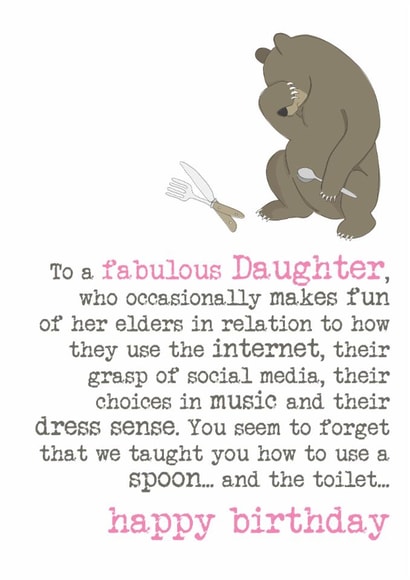 Funny Birthday Card - For Daughter - We Taught You How To Use A Spoon created by Dandelion Stationery