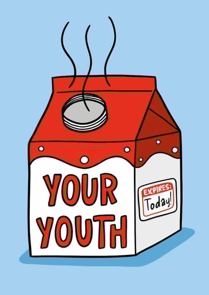 Funny Birthday Card - Expired Youth - Milk Carton created by TeePee Creations