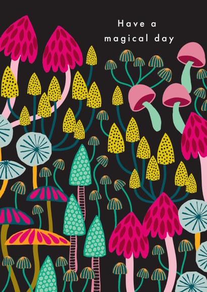 Classic Birthday Card - For Her - Mushrooms & Toadstools - Magical Day created by Maggie Magoo Designs