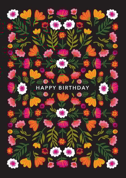 Pretty Birthday Card - For Her - Folk Style Flowers created by Maggie Magoo Designs