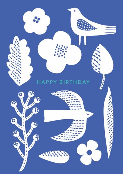Classic Birthday Card - Birds - Flowers created by Maggie Magoo Designs
