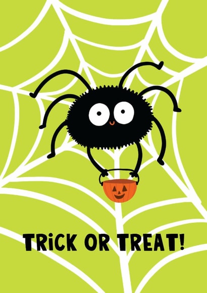 Cute Halloween Card - Trick Or Treat - Spider created by Lucy Maggie Designs