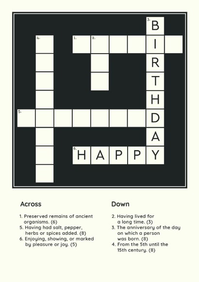 Funny Birthday Card – Crossword Puzzle created by Ohh Deer