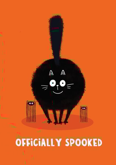 Cute Halloween Card - Officially Spooked - Black Cat created by Lucy Maggie Designs