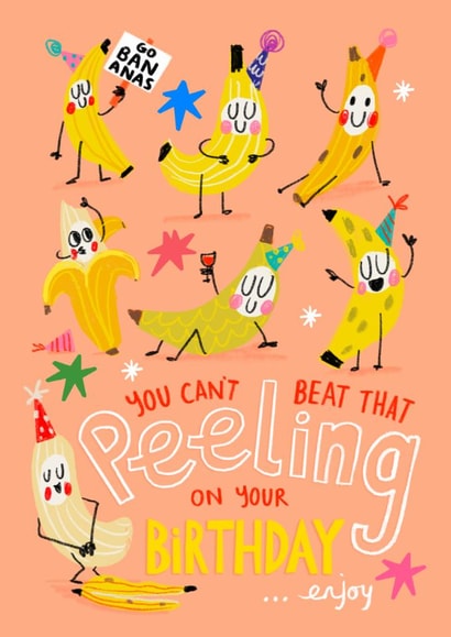 Cute Birthday Card - Party Bananas created by NICHOLA COWDERY ILLUSTRATIONS