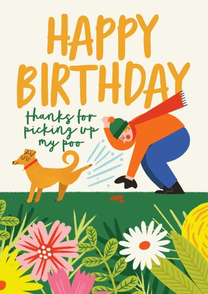 Funny Birthday Card - Dog - Paw Kicked created by AbiGoLucky