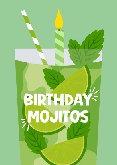 Fun Birthday Card - Birthday Mojitos - Cocktail created by Pink Peach Cards