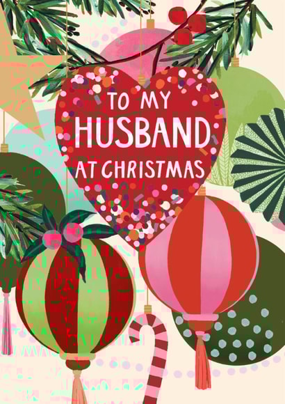 Classic Christmas Card - For Husband - Bright and Colourful created by Louise Tiler