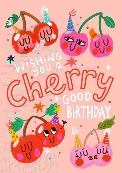 Cute Birthday Card - Cherries created by NICHOLA COWDERY ILLUSTRATIONS