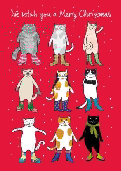 Cute Christmas Card - Puss in Boots - Funny Festive Cats created by Paper Bird
