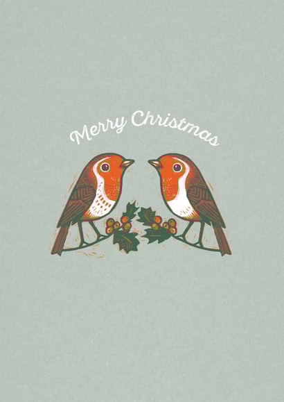 Classic Christmas Card - Robins - Holly & Ivy - by Ian Cunliffe created by Paper Bird