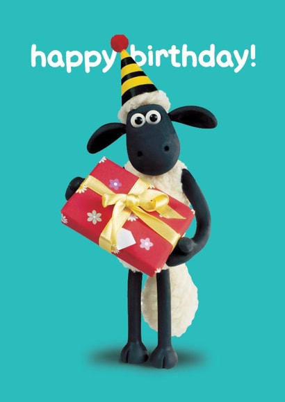 Cute Birthday Card - Shaun The Sheep - Present created by Hype Associates