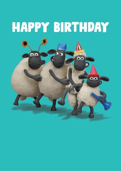 Cute Birthday Card - Shaun The Sheep - Conga Line created by Hype Cards