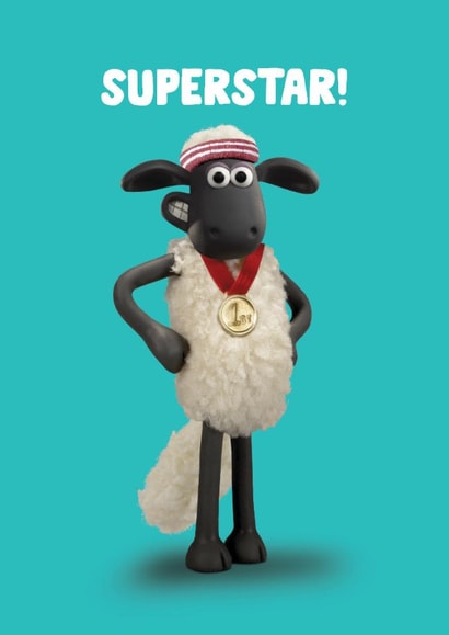 Cute Congratulations Card - Shaun The Sheep - Superstar - Gold Medal created by Hype Cards