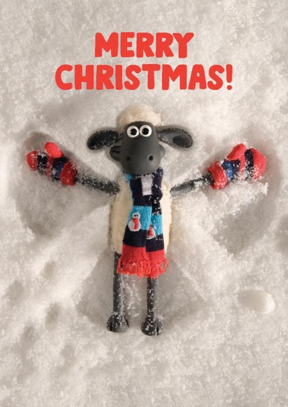 Cute Christmas Card - Shaun The Sheep - Snow Angel created by Hype Associates