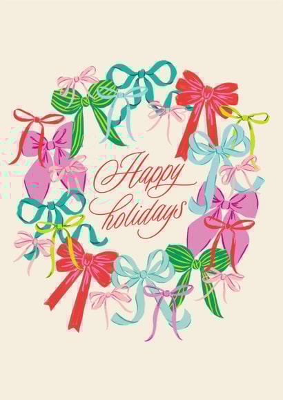 Pretty Christmas Card - Colourful Bow Wreath created by Jackie Crawford