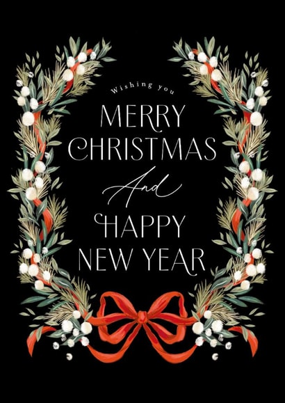 Traditional Christmas Card - Bow garland created by Jackie Crawford