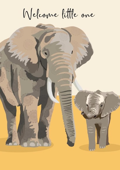 New Baby - Cute - Elephants created by Beverley Edge Illustrations