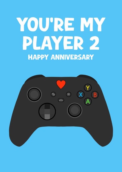 Fun Anniversary Card - Xbox Control - You're My Player 2 - For Him created by Pink Peach Cards