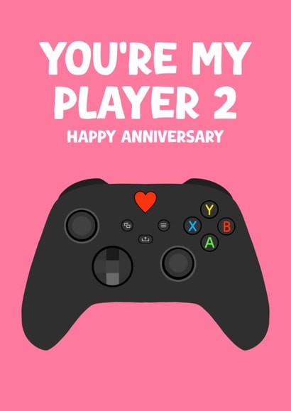 Fun Anniversary Card - Xbox Control - You're My Player 2 - For Her created by Pink Peach Cards