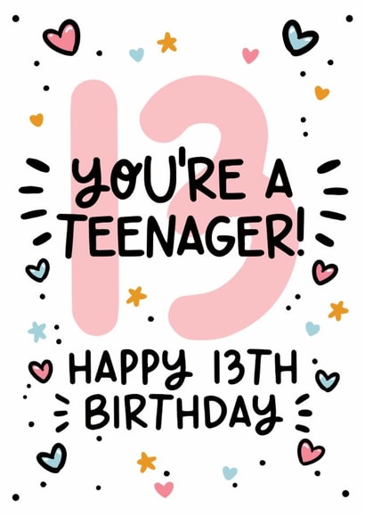 Classic Birthday Card - 13th - Teenager created by Lyndsay Moon