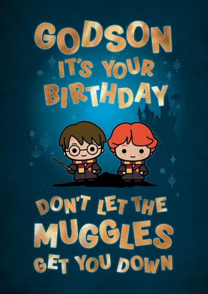 Cute Birthday Card - For Godson - Harry Potter - Muggles created by Cardology