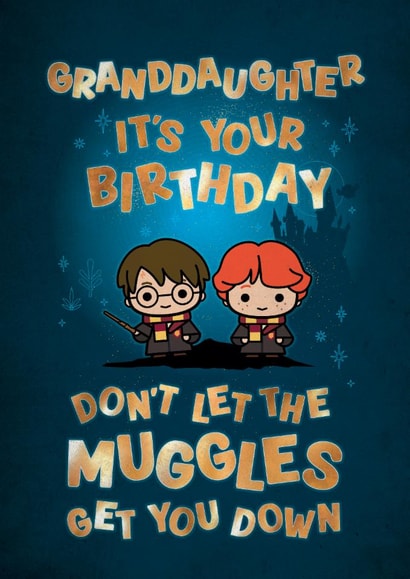 Cute Birthday Card - For Granddaughter - Harry Potter - Muggles created by Cardology