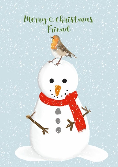 Friend Christmas , Robin & Snowman card created by Sarah Barker Illustrations