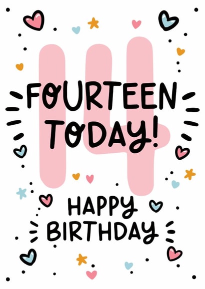 Cute 14th Birthday Card - For Her - Fourteen Today! created by Lyndsay Moon