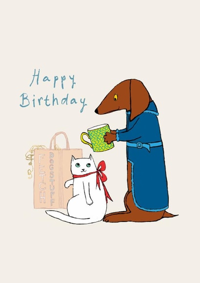 Cute Birthday Card - Dog And Cat - Gifts created by Paper Bird