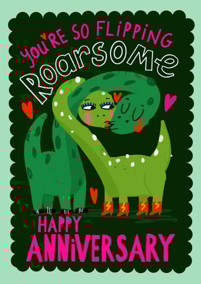 Cute Anniversary Card - Dinosaur - You're Roarsome created by NICHOLA COWDERY ILLUSTRATIONS 