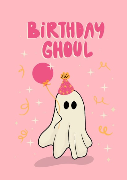 Cute Ghost Birthday Card -Birthday Ghoul created by Danii Doodles