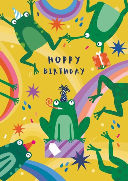 Cute Birthday Card - Hoppy Birthday - Frogs created by Klara Hawkins