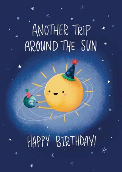 Cute Sunshine Birthday Card - another trip around the sun created by Fox Card Co