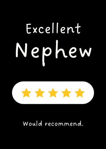 Fun Birthday Card - Five Stars - Excellent Nephew created by Sundiva Designs