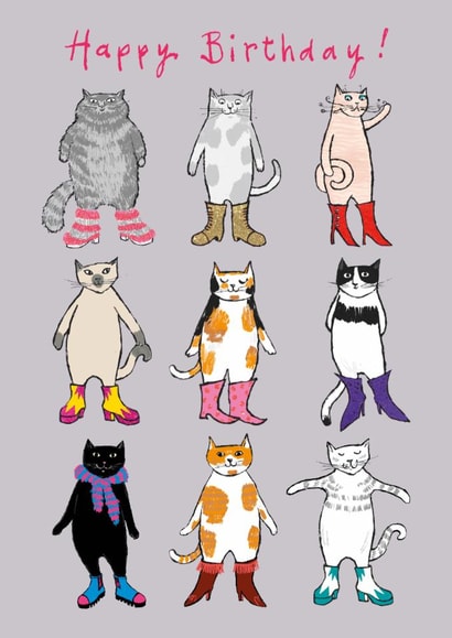 Cute Birthday Card - Cats In Boots created by Paper Bird