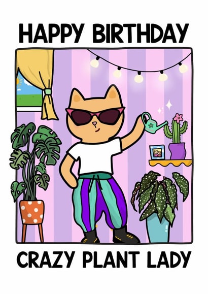 Quirky Crazy Plant Lady Birthday Card created by Dinky Dino