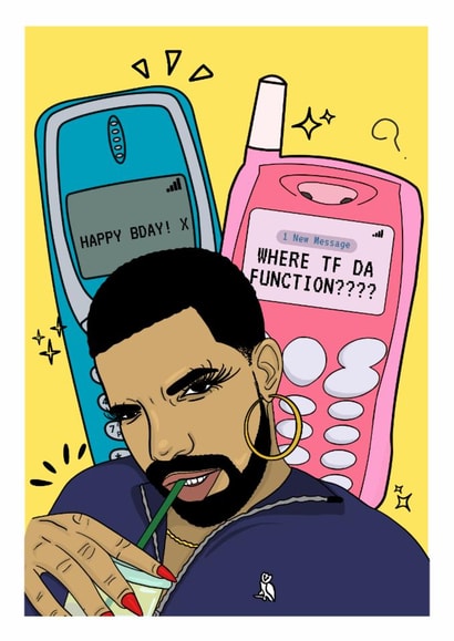Drake Birthday Card - Yassified Drake Card - Champagne Papi - Drake Card created by Happy Cacti
