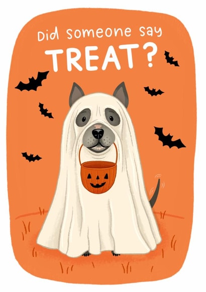 Cute Halloween Card - Dog - Did Someone Say Treat? created by Blue Kiwi Design