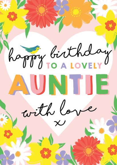 Pretty Birthday Card - Lovely Auntie - Flowers created by Michelle Fiedler Design