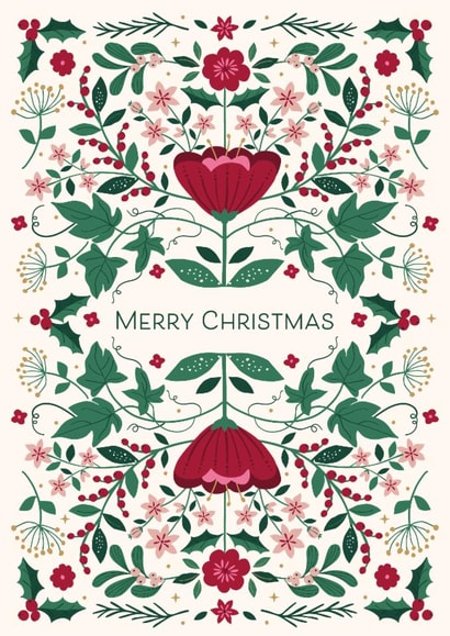 Classic Christmas Card - Festive Florals - Holly & Ivy created by Nina Raby - Jones