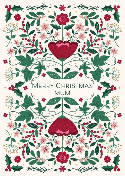 Classic Christmas Card - For Mum - Folk Florals created by Nina Raby - Jones