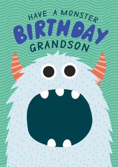 Cute Birthday Card - For Grandson - Monster created by Ellie Hyde