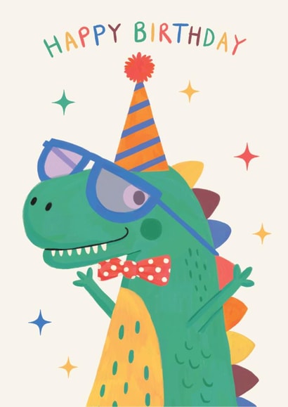 Cute Birthday Card - Party Dinosaur created by Jo Podmore