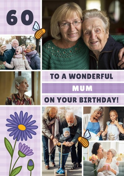 Pretty Birthday Card - 60th - For Mum created by Joanne Hawker