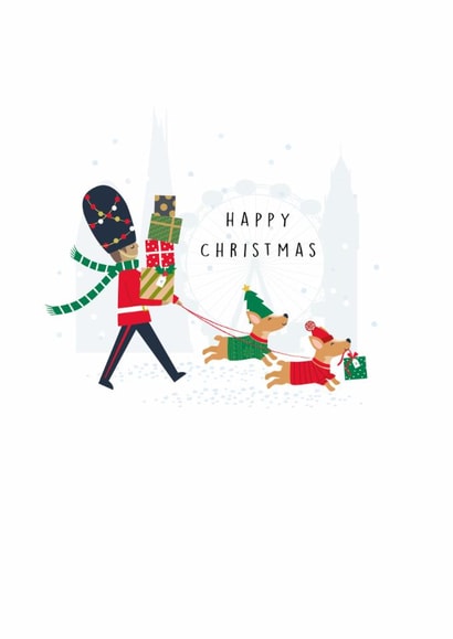 Classic Christmas Card - London - Royal Guards With Dogs created by Klara Hawkins