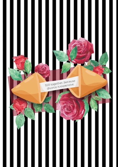 Cheeky Anniversary Card for Partner – Funny Fortune Cookie Message Inside created by Profanity Polly Prints