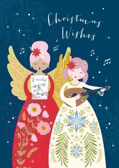 Classic Christmas Card - Christmas Wishes - Angels Singing created by Klara Hawkins
