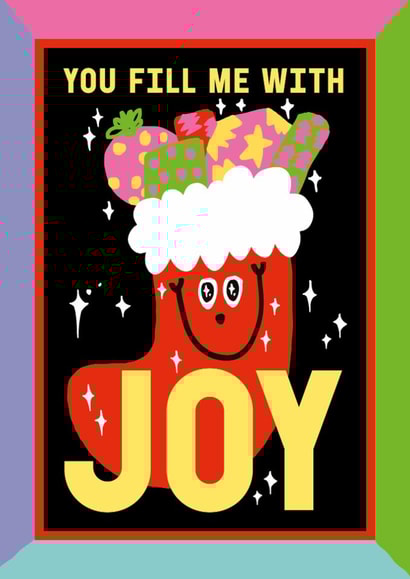 Cute Christmas Card - Smiling Stocking - Fill Me With Joy created by Sanders de Roeper